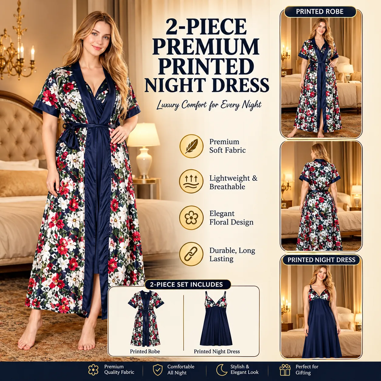 Mirage Printed Nightdress for Women