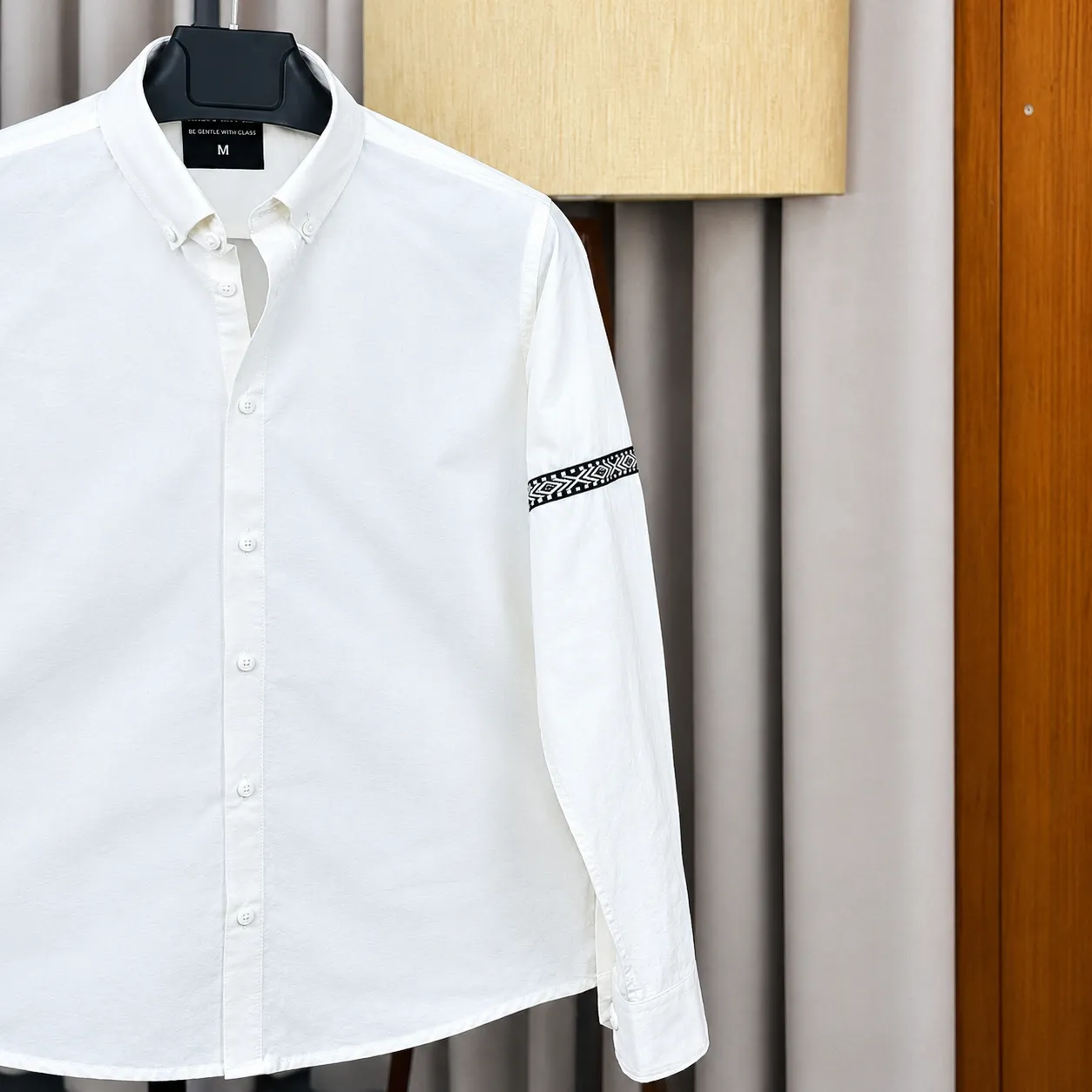 Men’s White Geometric Contrast Shirt