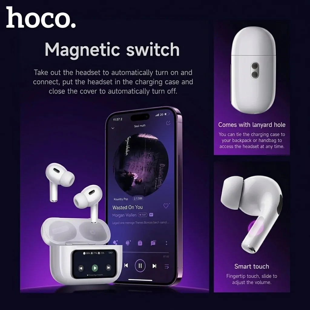 Hoco EW72 ANC TWS Earbuds With Touch Screen