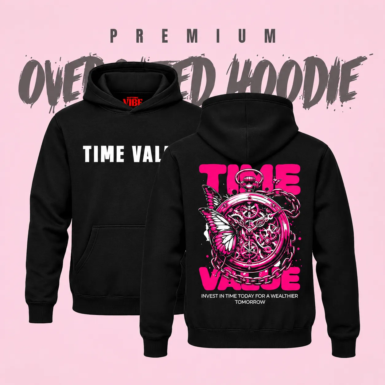 Zunkies Premium Time Value Drop Shoulder Hoodie