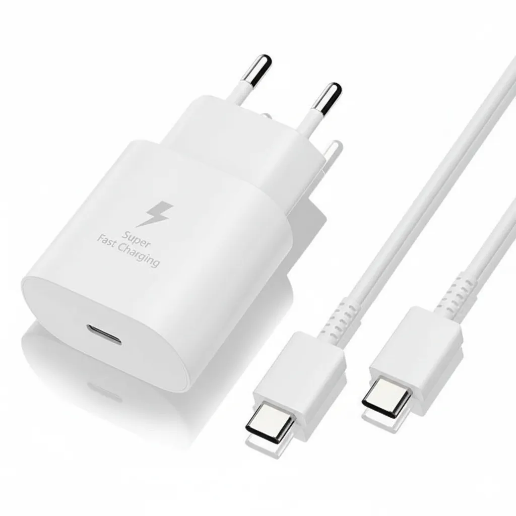  Samsung 45W PD  Super Fast 2 Pin Charger 2.0 with Type C Data Cable from Type C