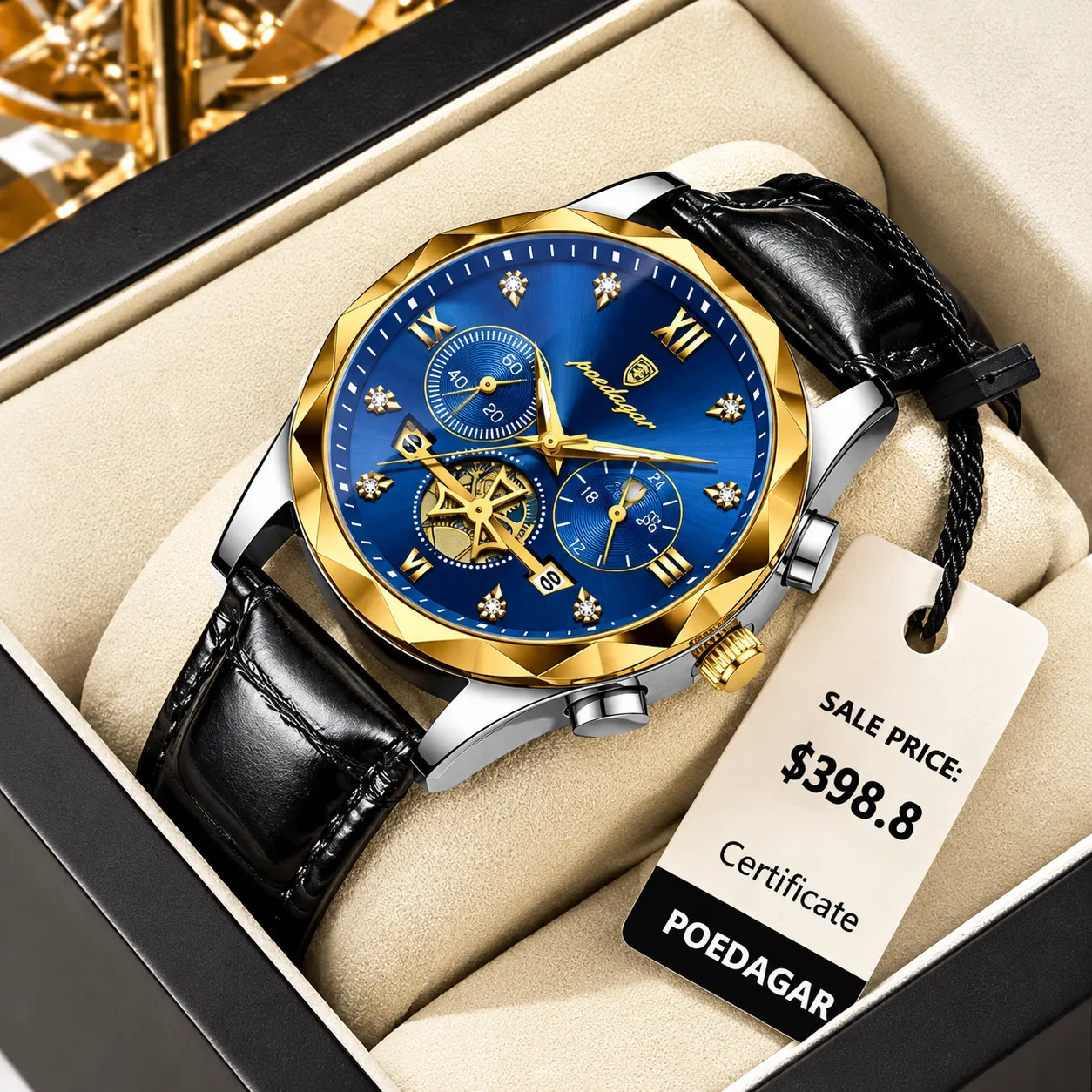Poedagar 996 Leather Analog Watch for Men