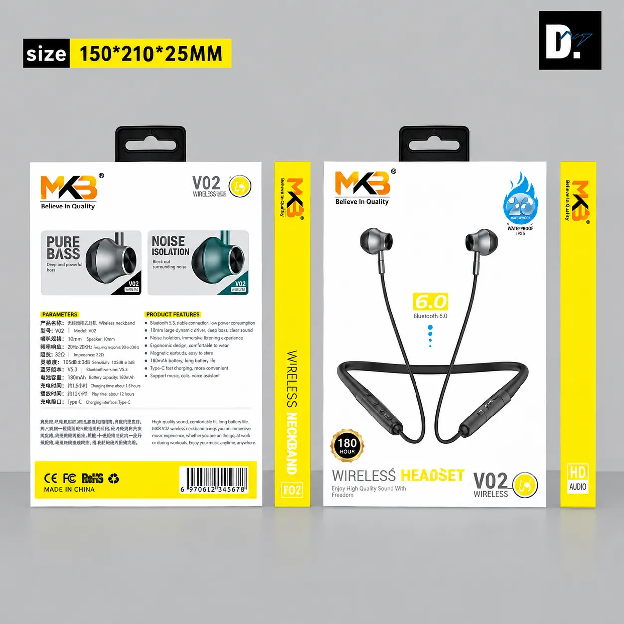 MKB V02 Magnetic ENC Wireless Neckband