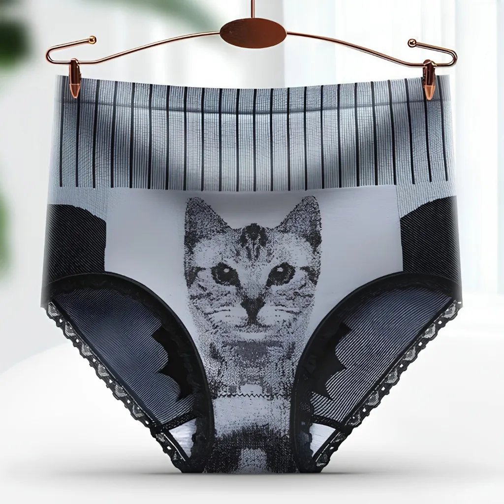 Palace Cat High Waist Abdominal Hip-lifting Lace Panty - Purple (China)