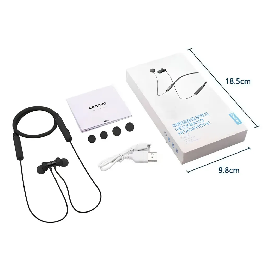 Lenovo HE05 Wireless In-Ear Neckband Earphones - Black