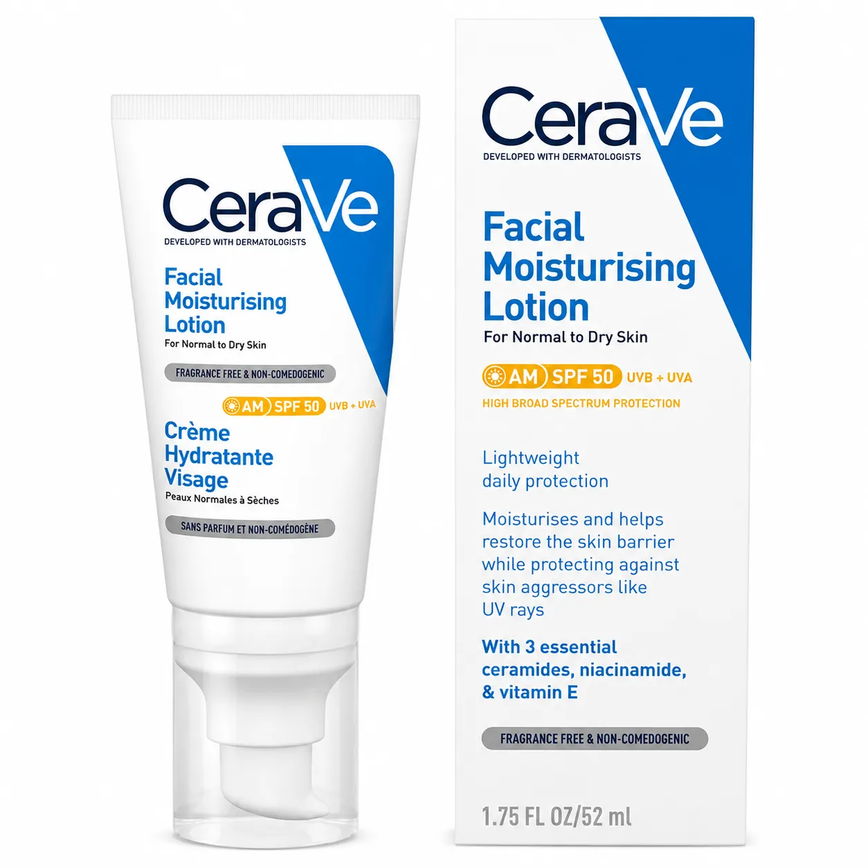 CeraVe AM Facial Moisturising Lotion Normal To Dry Skin 52ml