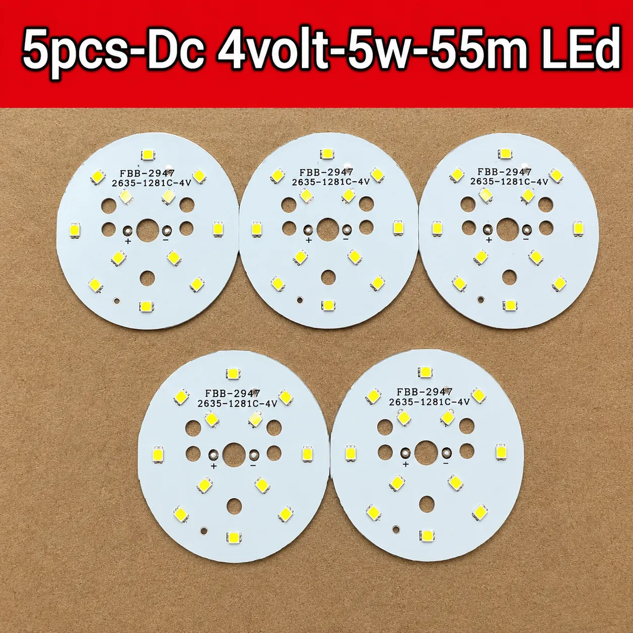 5pcs - SMD LED Plate 50mm DC 4V 5W