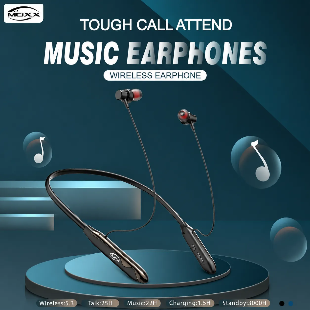 MOXX BN300 ENC Magnetic Control Wireless Neckband with Touch Control Feature- Best Battery Backup- HD Call