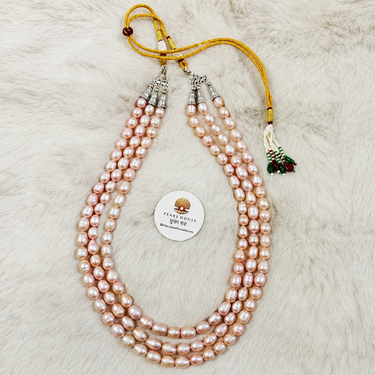 Levender Rice Pearl 3 Layer Necklace