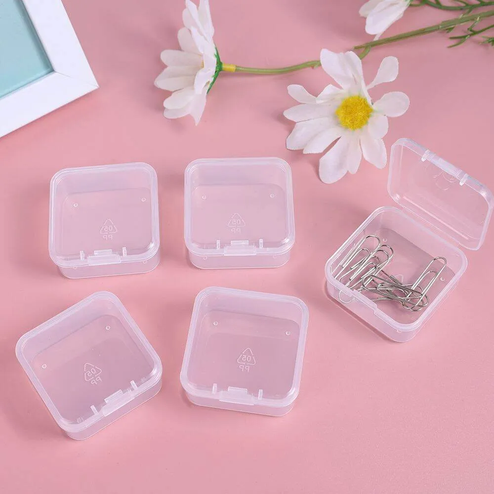 5pcs Mini Square Storage Box -Transparent Plastic Box-Jewelry Storage Box