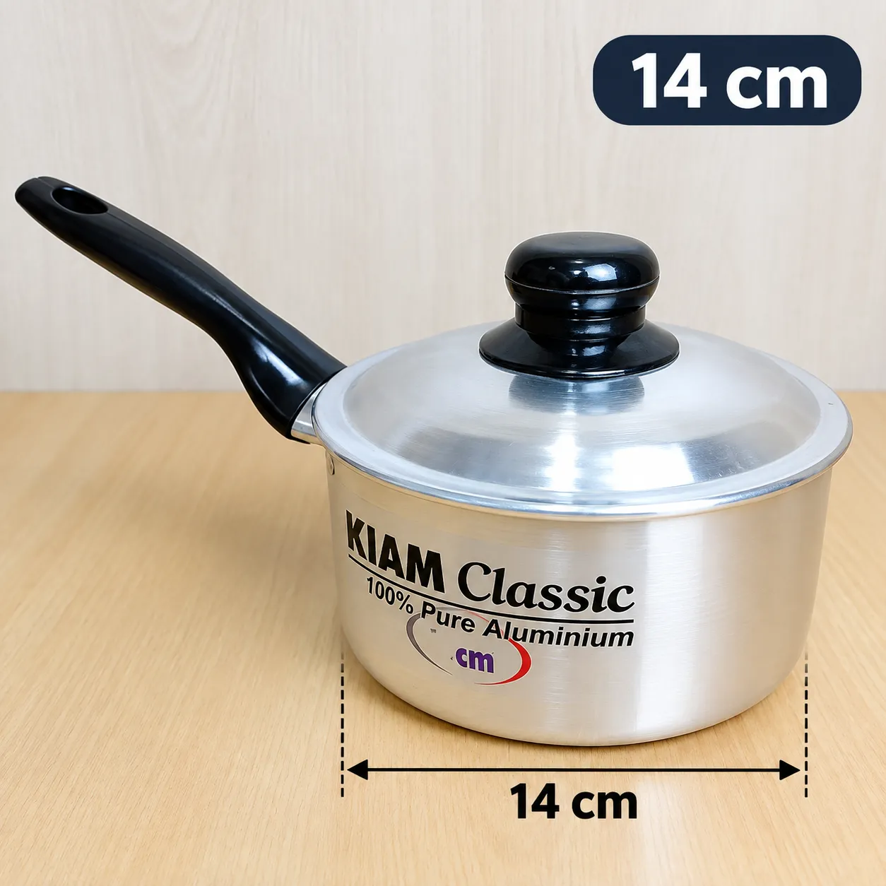 Kiam 14 cm Milk Pan with Lid - Silver