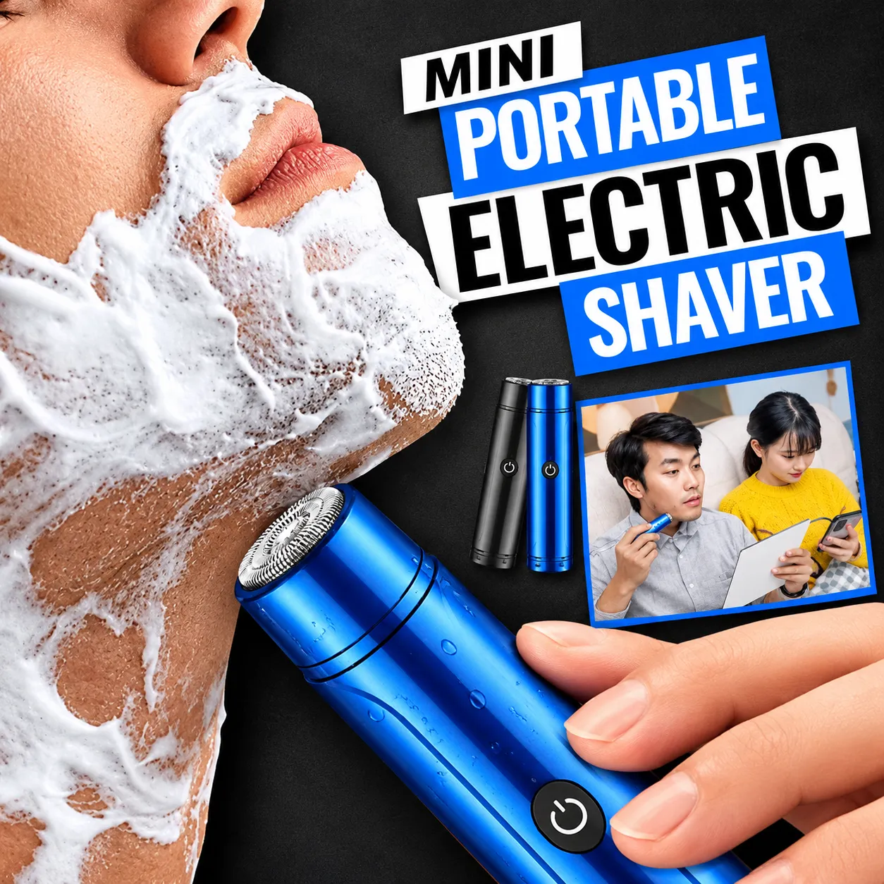 Mini USB Portable Electric Hair Razor in Black for Convenient Grooming at Home, Work, or While Traveling