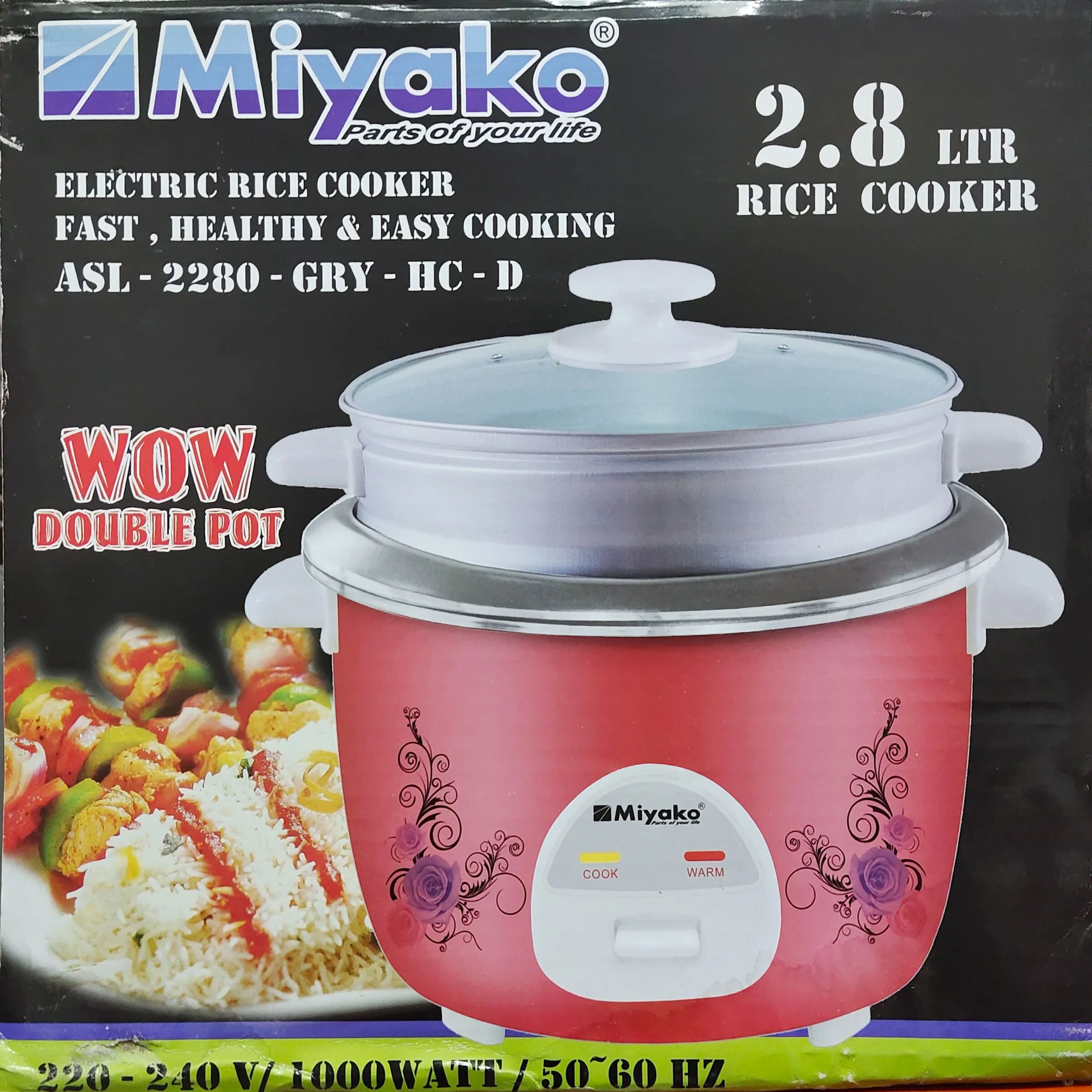 Miyako 2.8 Liter 3IN 1 Rice Cooker - Double Pot (Non-stick) ASL-2280