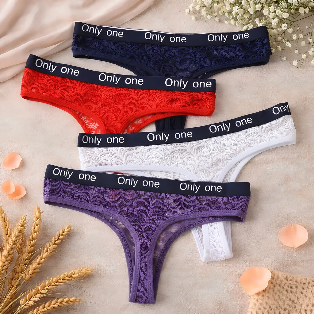 WTXUE Women’s Seamless Lace Thong Panty - Any Color 2 Pcs (China)