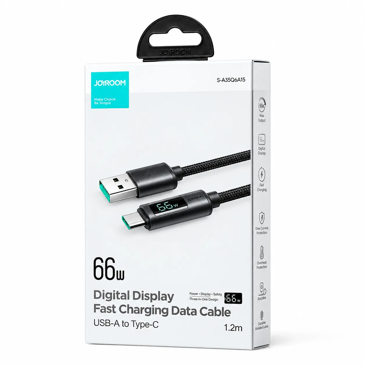 JOYROOM S-ACO66A16 6A USB to USB-C / Type-C Digital Display Fast Charging Data Cable,
