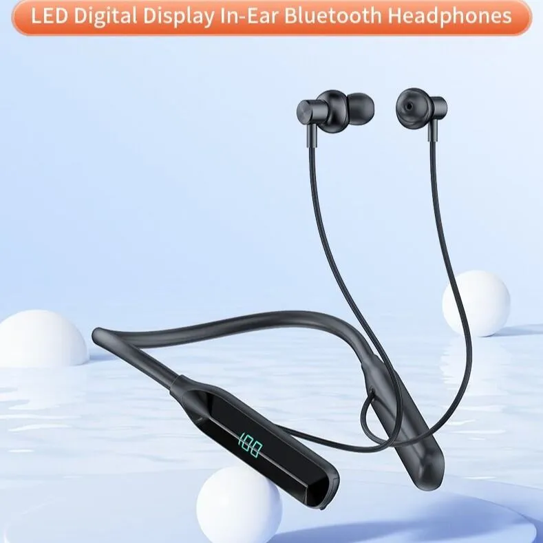 Tranyoo T-M28 Neck Mounted Sports Wireless Stereo Bluetooth Earphone BT5.3 - Digital Display - best neckband