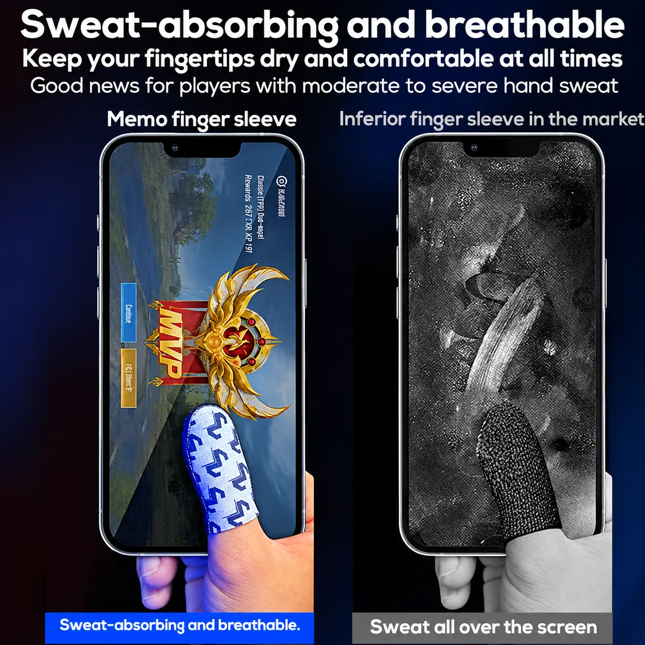 MEMO FS02 Silver Fiber Gaming Finger Sleeves