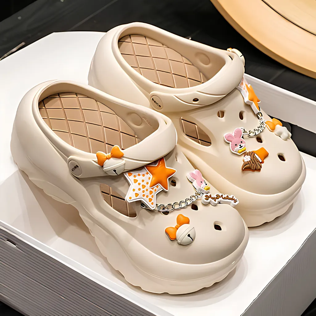 Women's Soft EVA Character Beach Clogs Cream