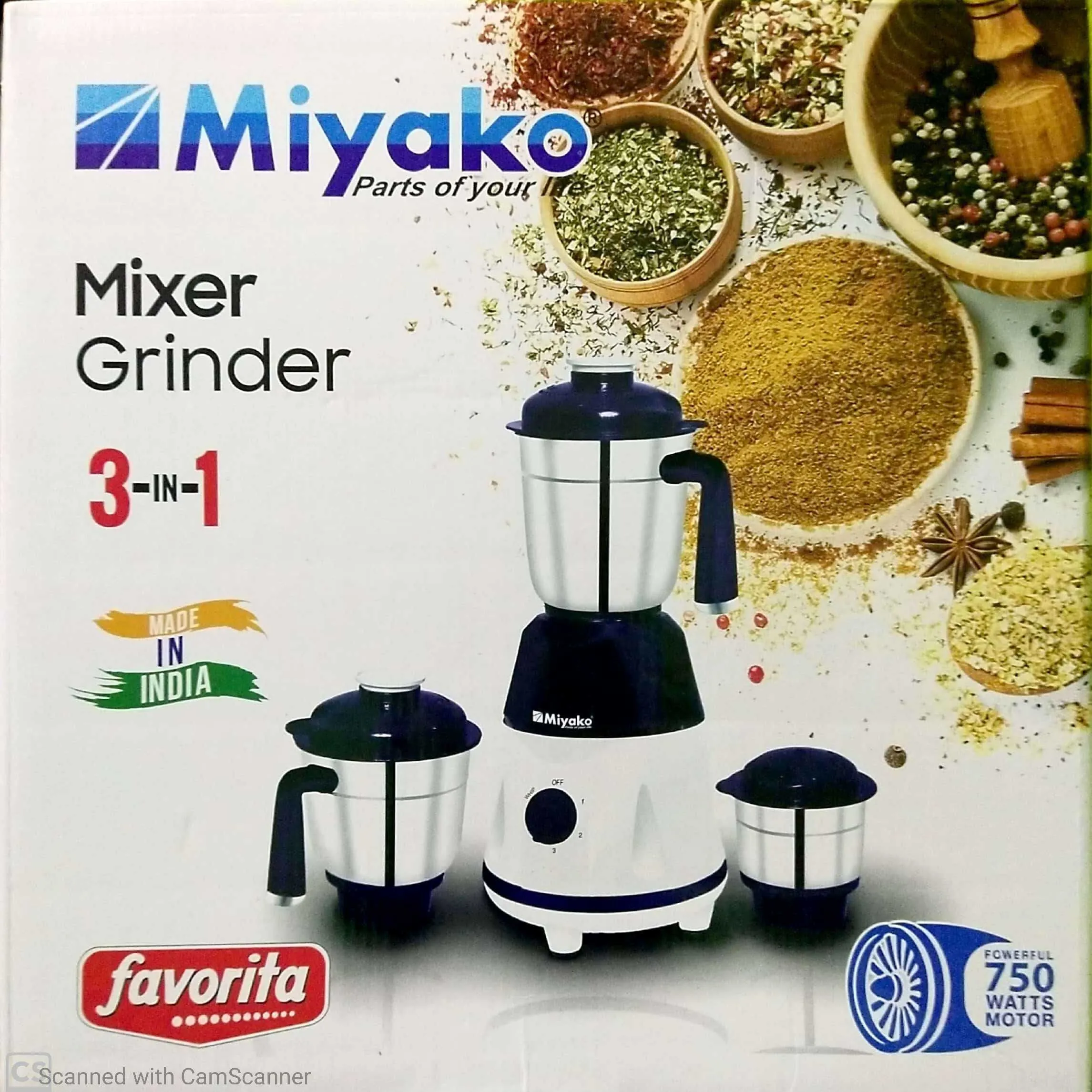 Miyako 3 IN 1 Blender & Mixer Grinder favorita 750W
