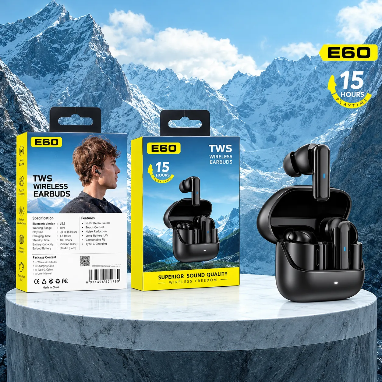 MKB E60 TRUE WIRELESS Sports Earbuds