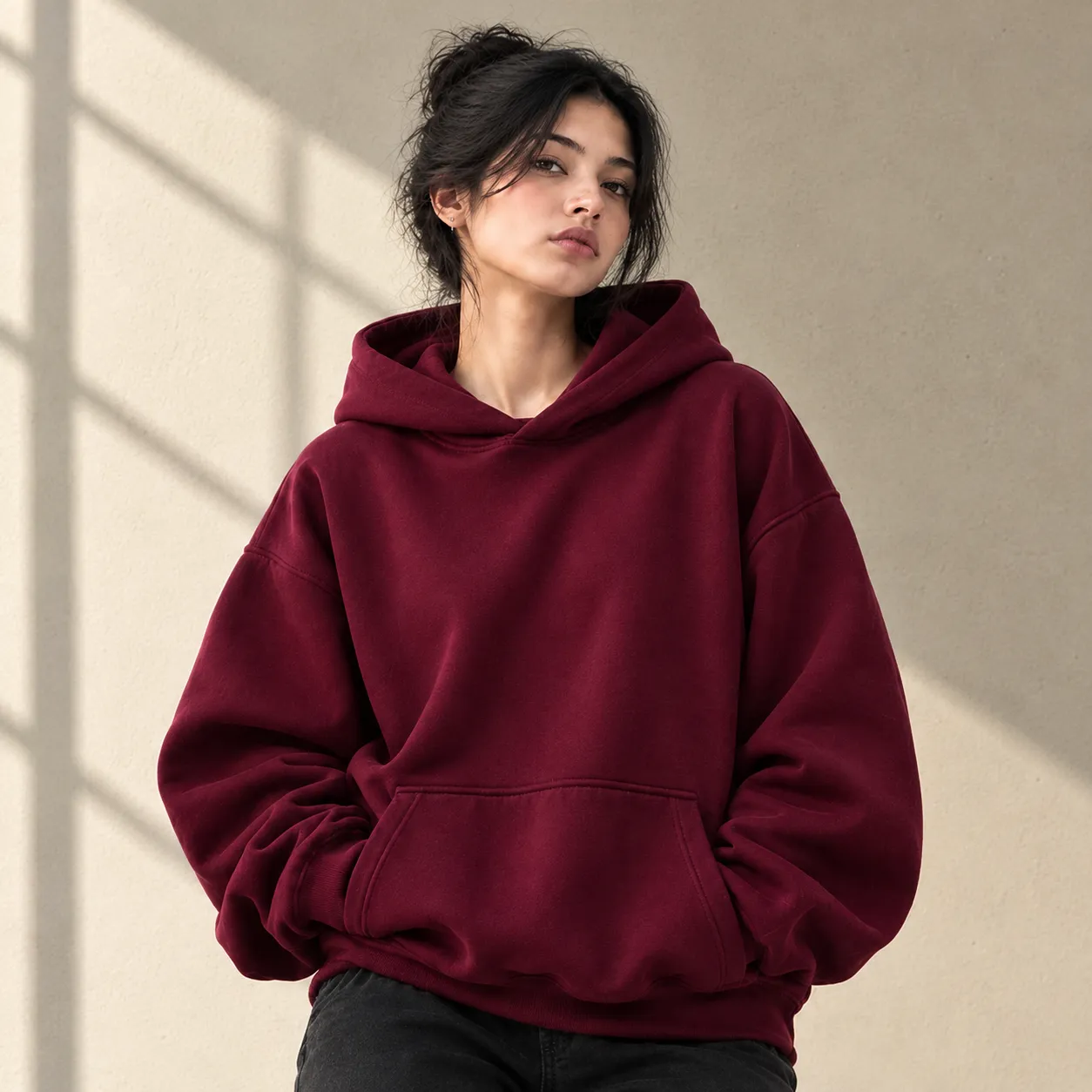 Zunkies Premium Maroon Drop Shoulder Hoodie