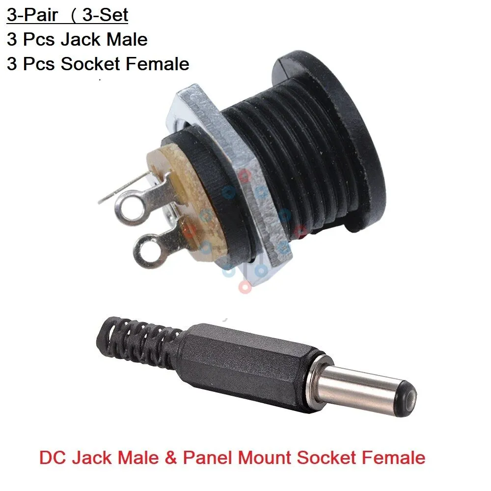 3Pair- 5V 12V 24V DC Jack Male & Panel Mount Socket Female DC Power
