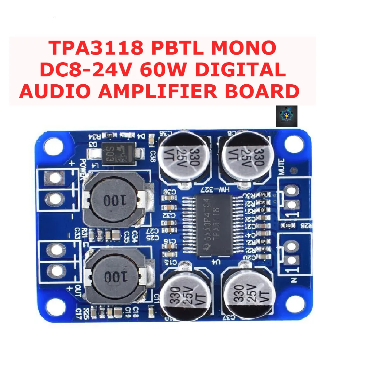 TPA3118 PBTL Mono DC8-24V 60W Digital Audio Amplifier Board AMP Module Chip 1X60W 4-8 Ohms Replace TPA3110 TPA3116 XH-M139