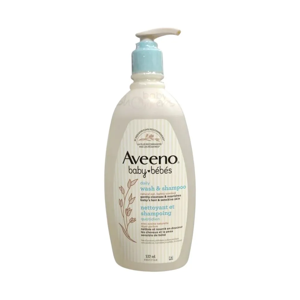Aveeno Baby Moisture Wash & Shampoo Gentle Cleansing Formula for Sensitive Skin, Nourishing, Soothing, Non-Drying & Light Fresh Fragrance