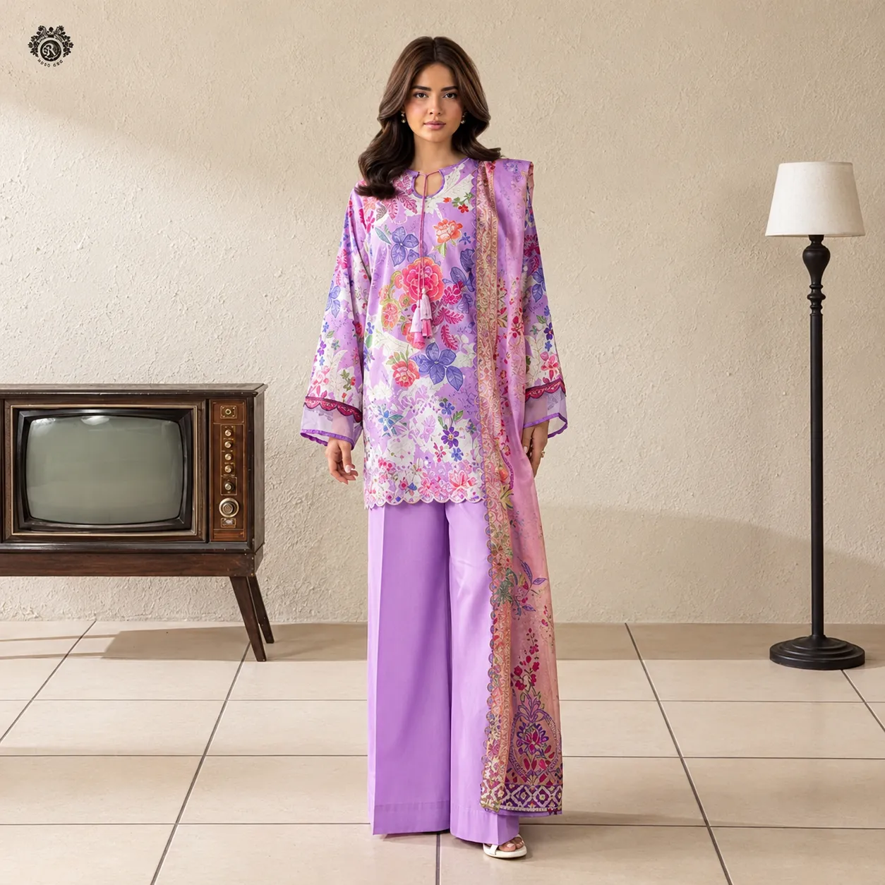 3-Piece Unstitched Embroidered Dress (Shirt, Trouser & Dupatta)