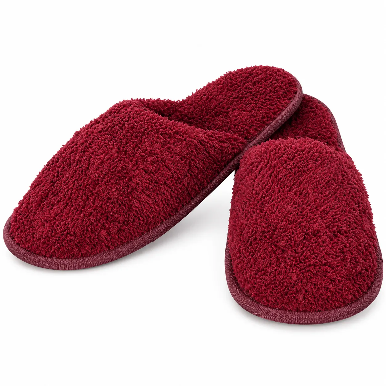 Maroon Winter Bedroom Slippers for Men and Women, Soft and Comfortable Indoor Footwear Designed to Keep Your Feet Warm During Cold Days.