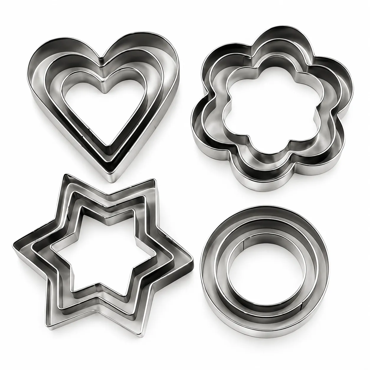 Cookie Cutter 12 Pcs - Silver
