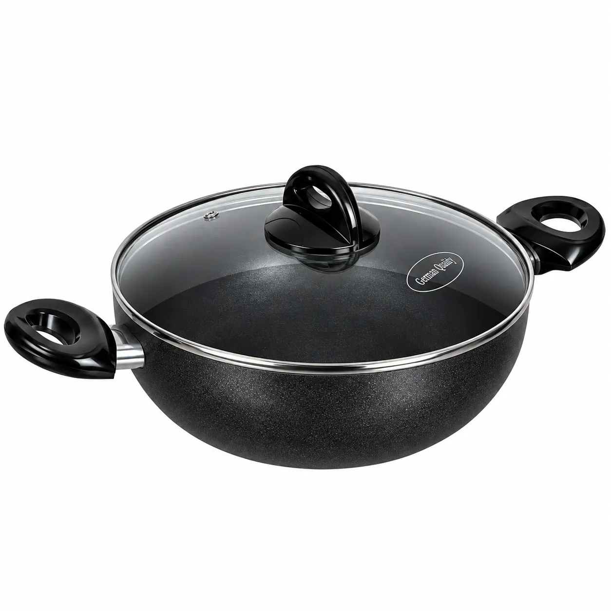 Kiam Non Stick Induction Karai With Glass Lid 28-Cm Germany Quality Cookware