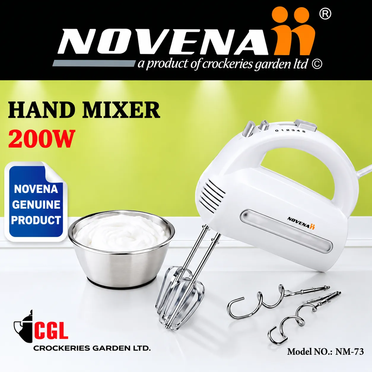 Novena Electric Egg Beater and Hand Mixer NM-73 (White)