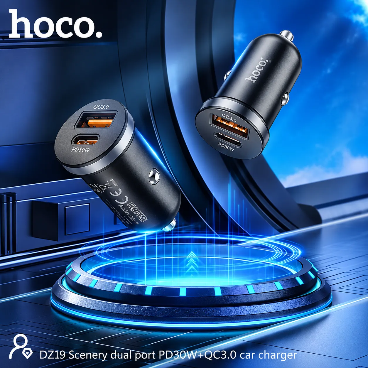 Hoco DZ19 PD30W+QC3.0 Dual Port Car Charger