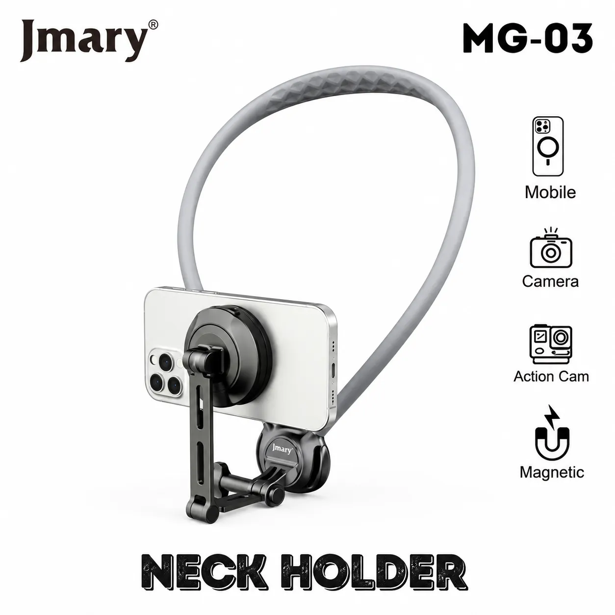 De Markt Jmary MG-03 Magnetic Neck Holder – Hands-Free POV Shooting Mount for Smartphone & Camera”