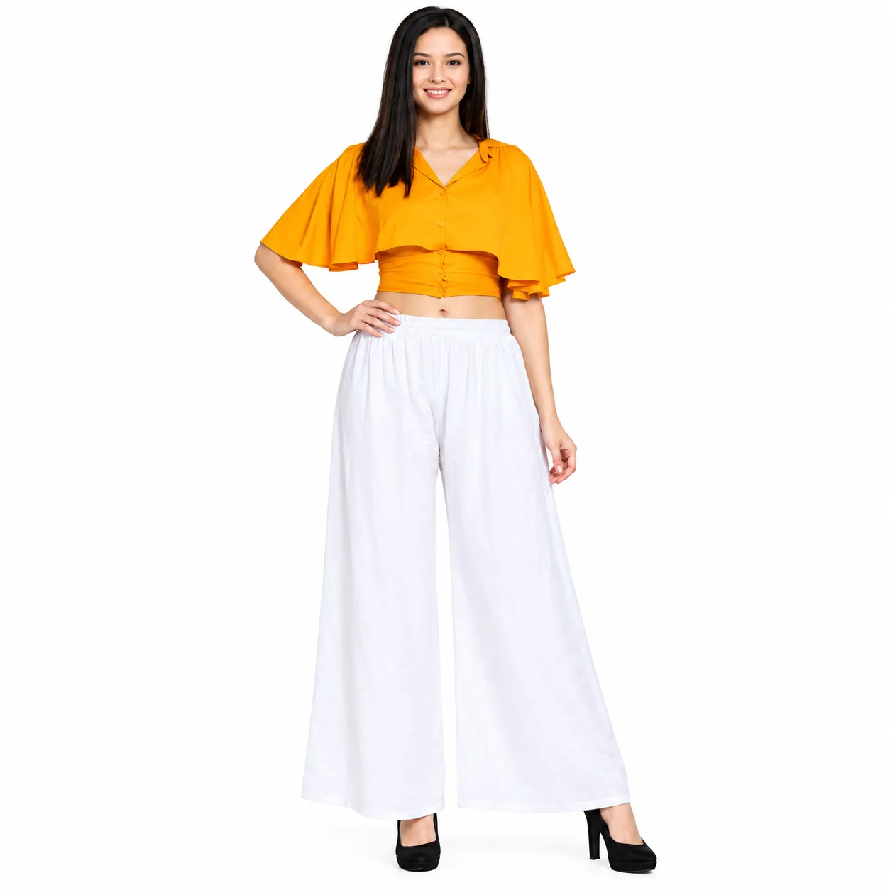 Women’s White China Linen Solid Palazzo