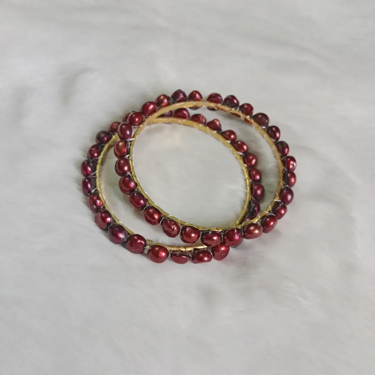 Deep Maroon Colour Pearl Bangle