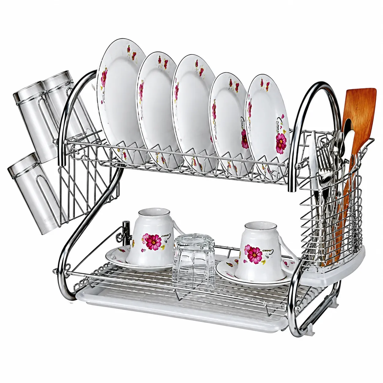 2 Layer Crockery Rack - Silver