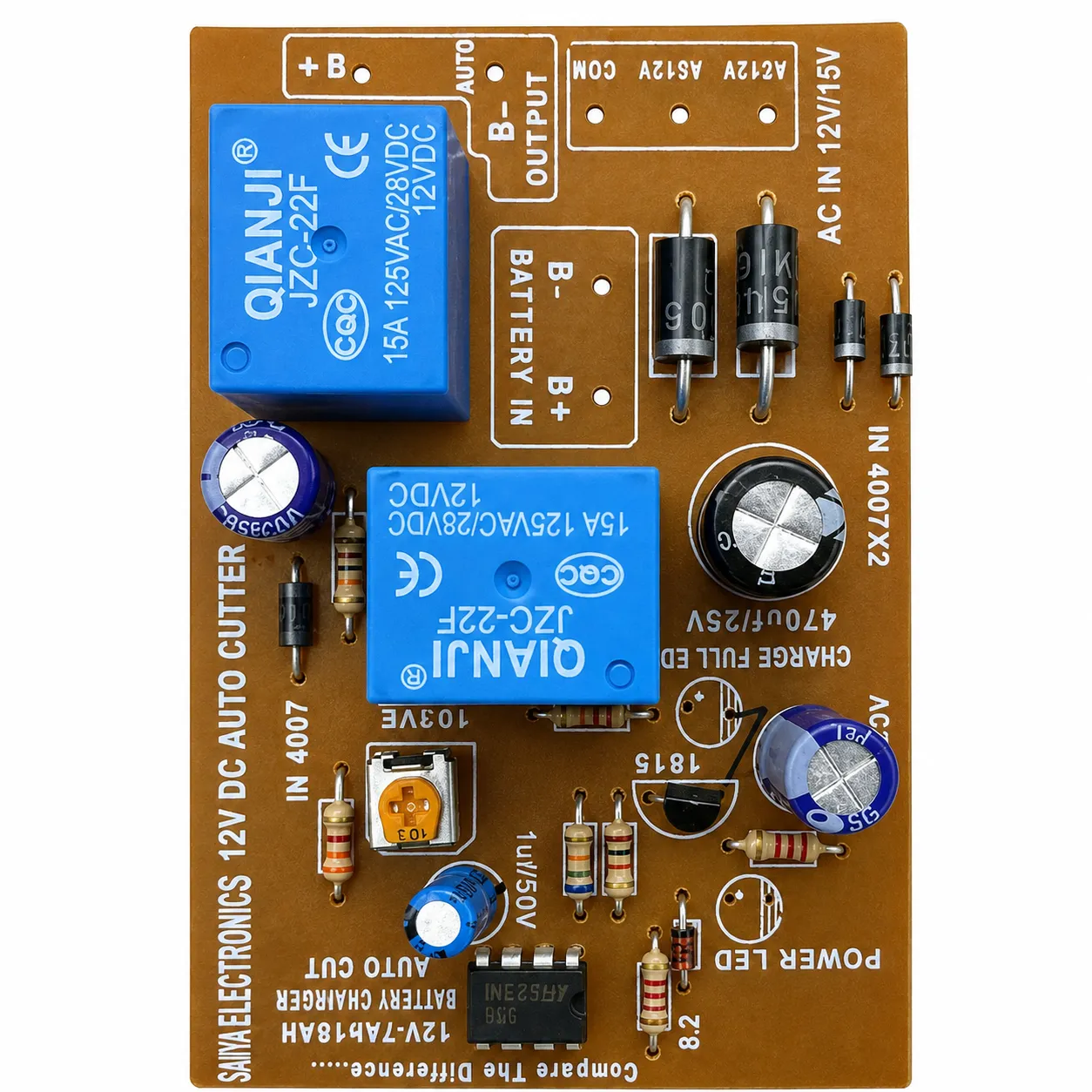  DC-12V Auto Cut Circuit Double Relay