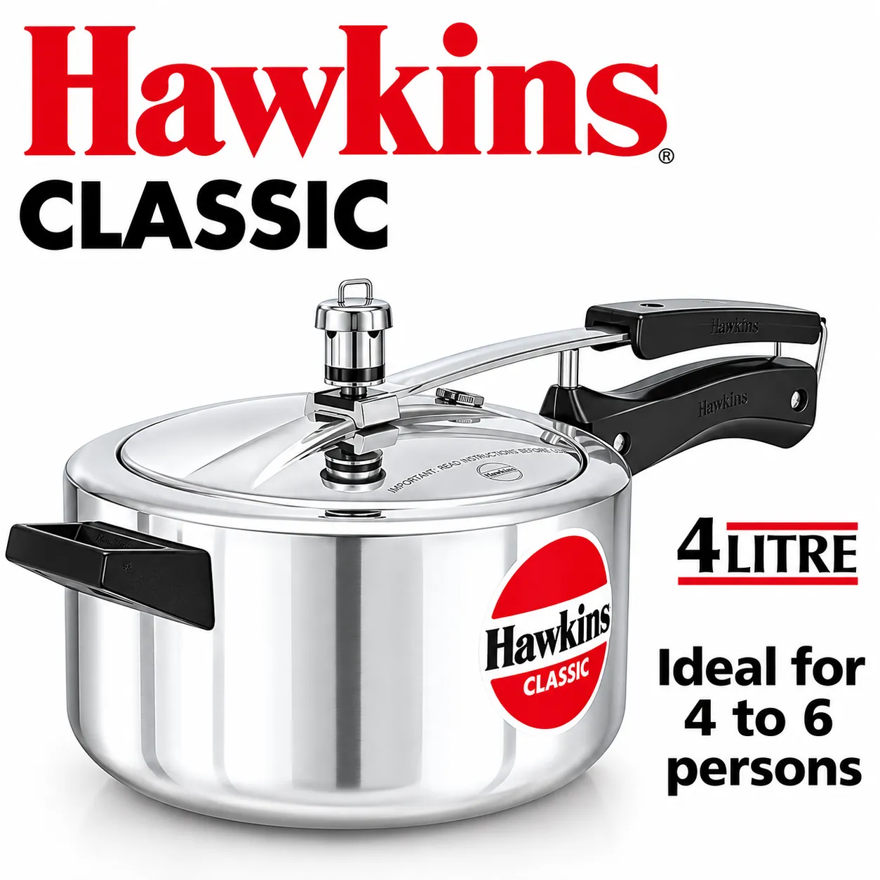Hawkins Classic 4 L Pressure Cooker (Aluminium)