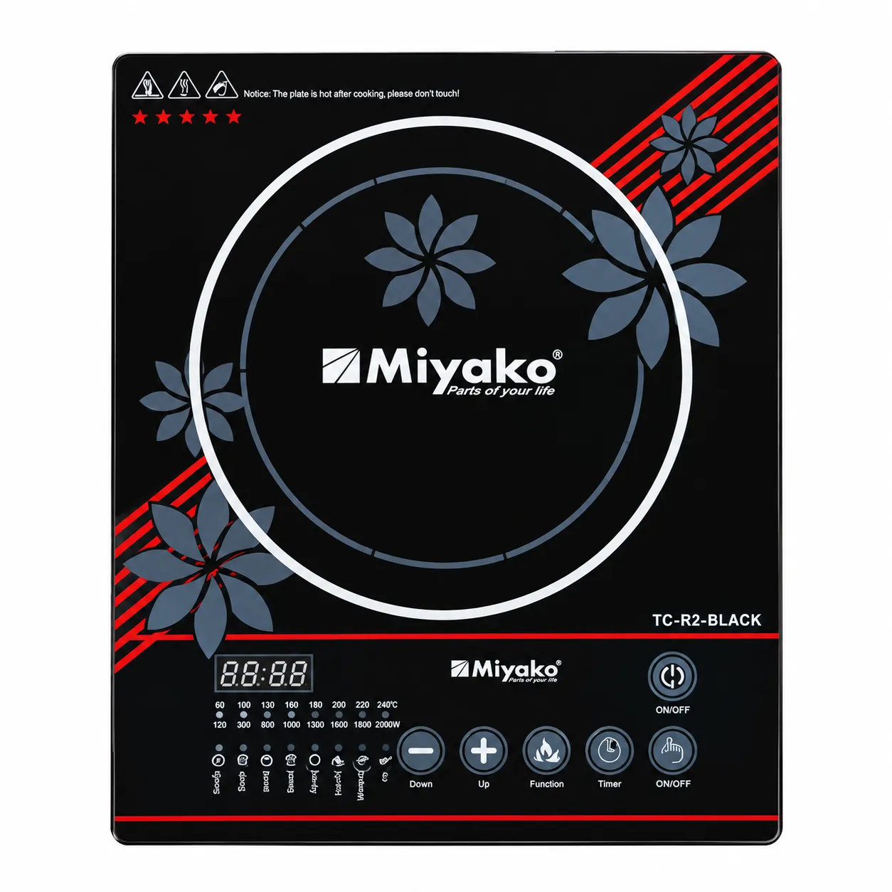 Miyako Induction Cooker TC-R2 Black With 28cm Steel Karai Free