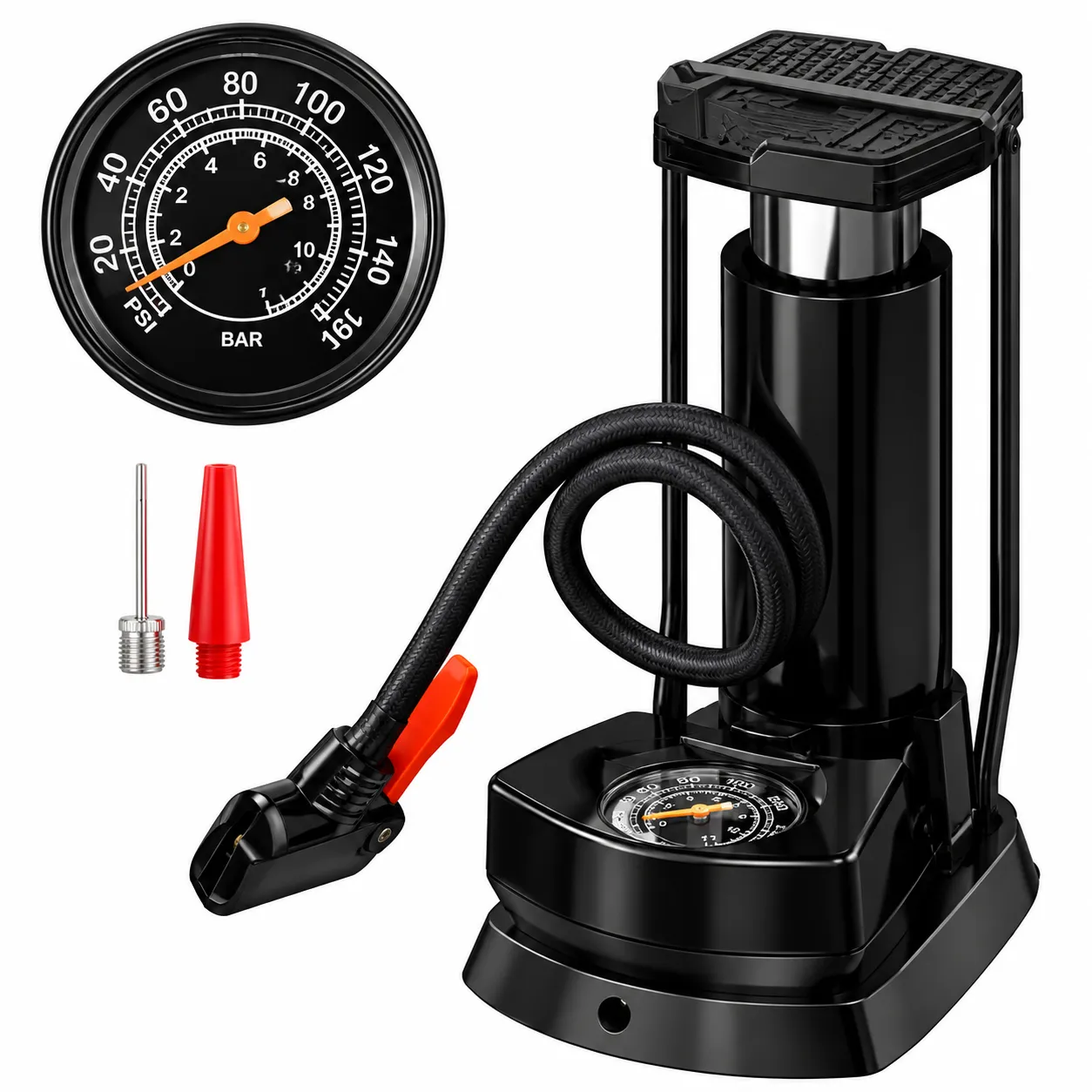 Bicycle Foot Pedal Pump for Easy Tire Inflation, Ideal for Bikes and Other Inflatable Items.